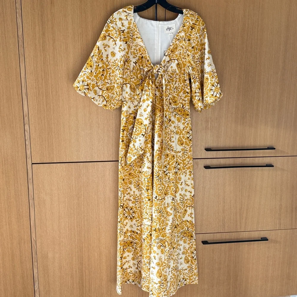 Sezane ROBE LONGUE NEOMIE ALCAZAR OCRE Yellow Floral Dress NWT SIZE 34 US 2 - Picture 3 of 16